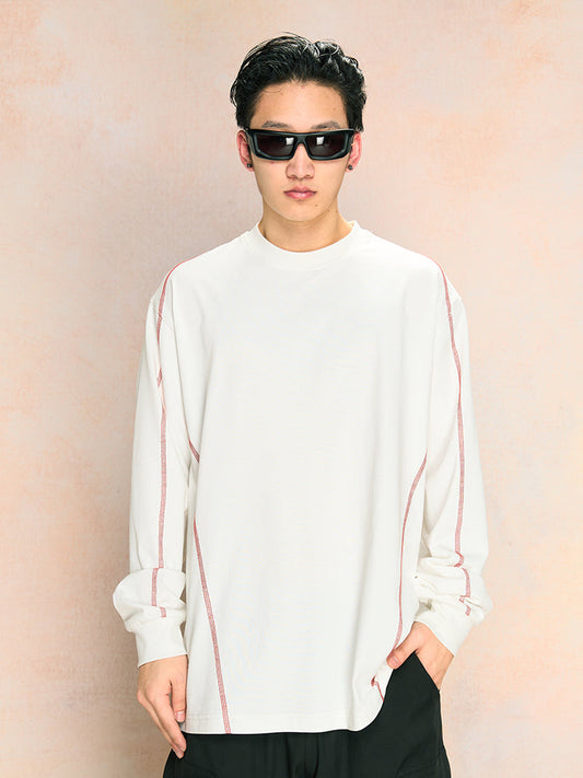 Modern Decorative Stitched Functional Long Sleeve Tee