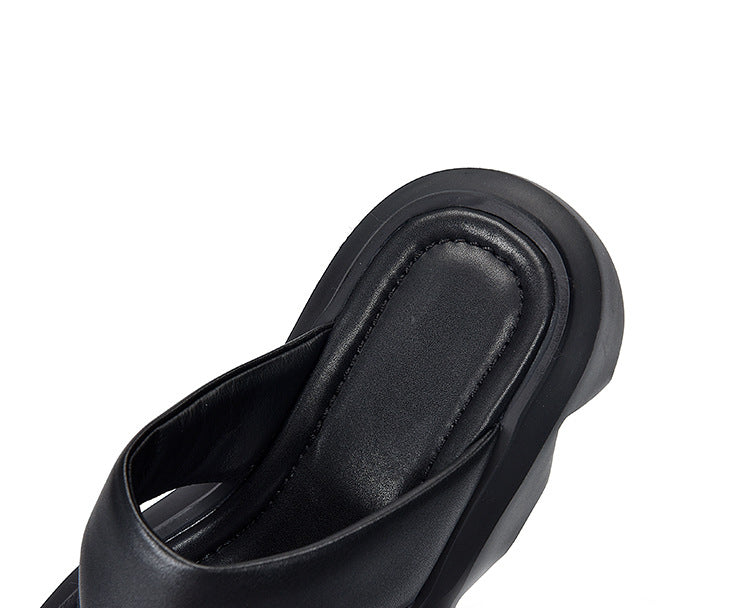 Casual Leather Thick Bottom Slippers