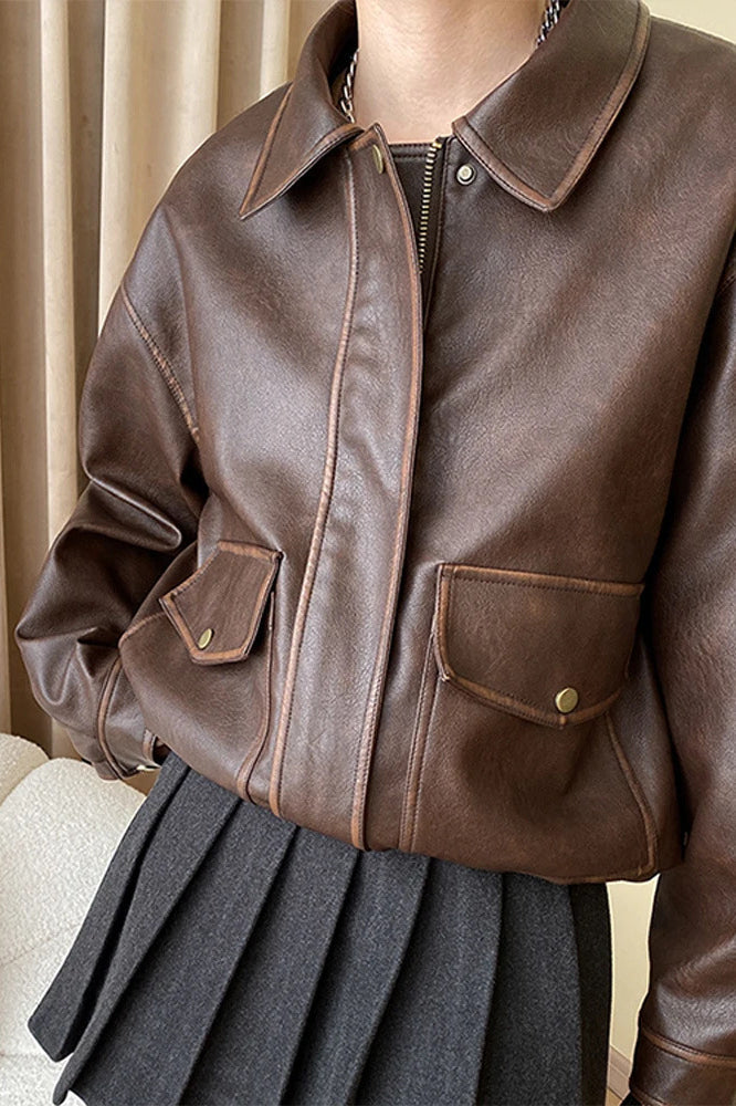 Vintage Modern Oversized Leather Coat