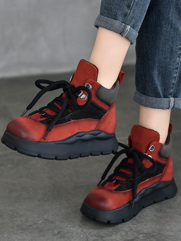 Versatile Leather Warm Cotton Shoes