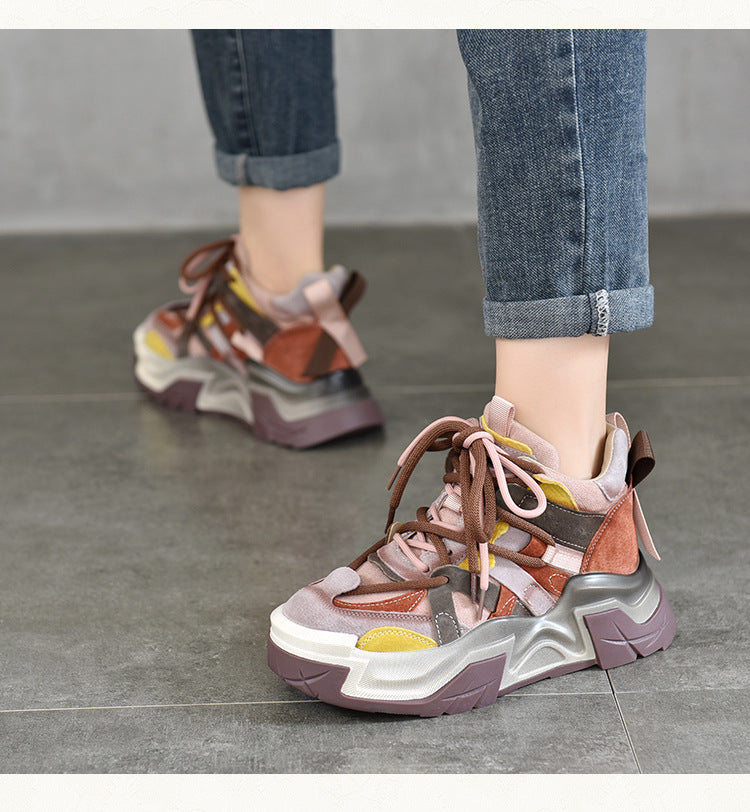Casual Versatile Colorblocking Thick Bottom Sneakers