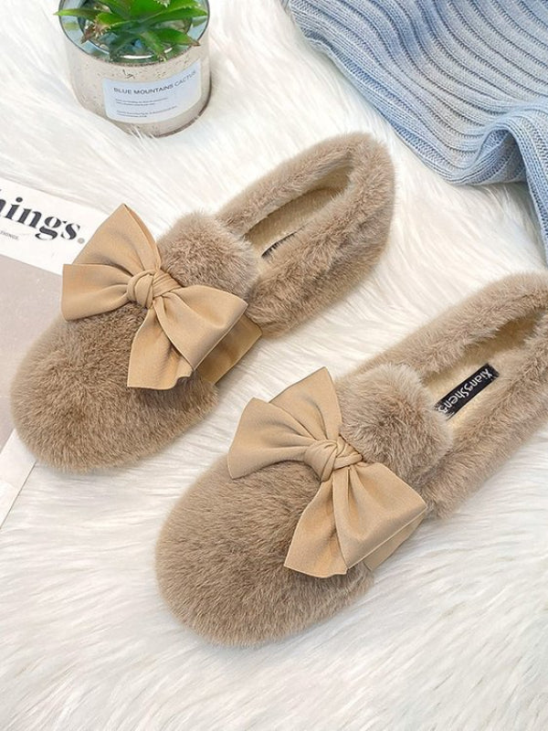 Personalized Patchwork Bow Flat Shoes