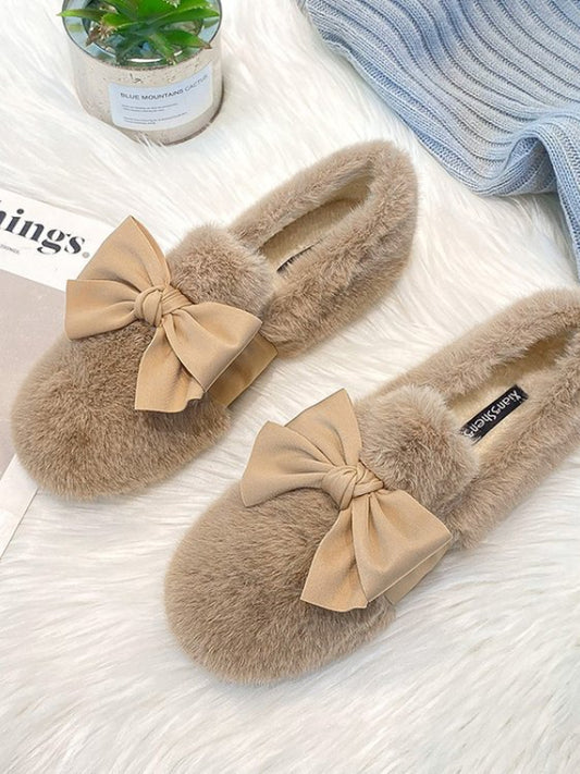 Personalized Patchwork Bow Flat Shoes