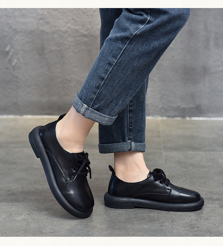 Casual Leather Lace-up Flat Shoes