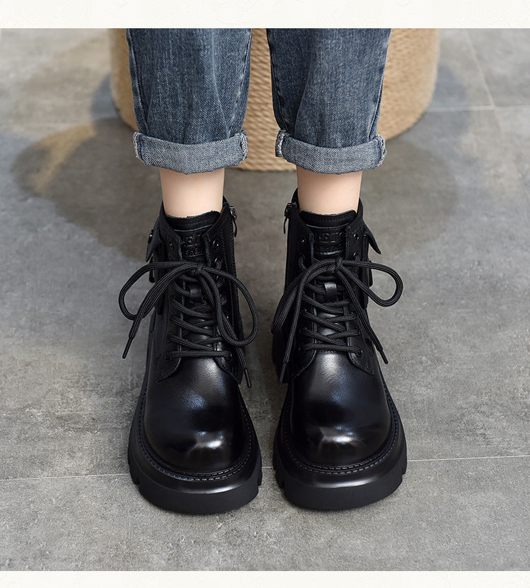 Classic Leather Zipper Thick Bottom Martin Boots