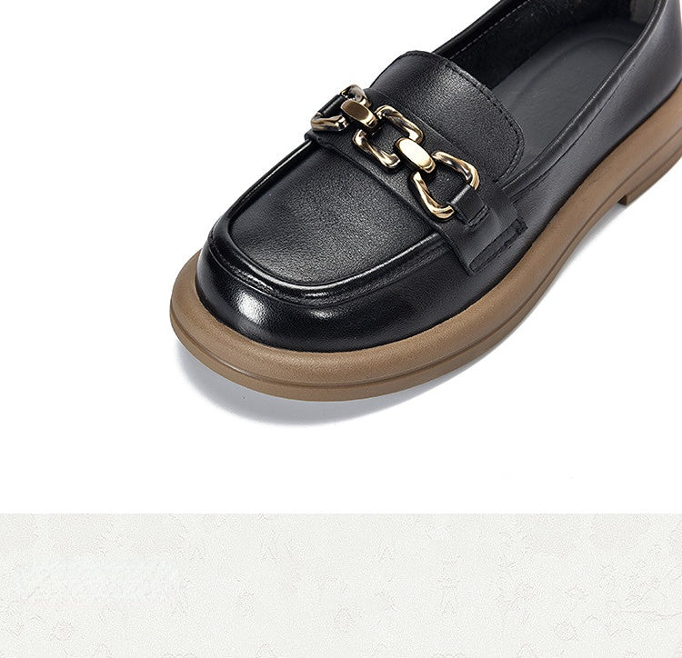 British Style Splicing Round Toe Leather Shoes