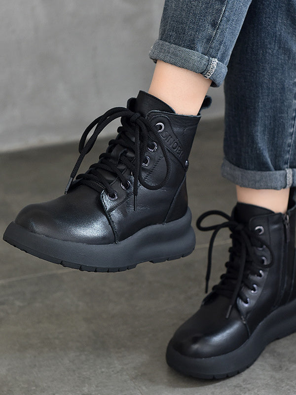 Warm Leather Thick Bottom Martin Boots
