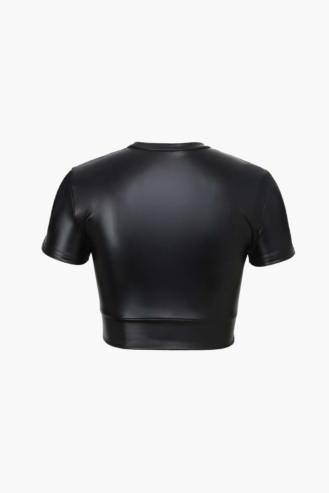 Basic Faux Leather Cropped Tee