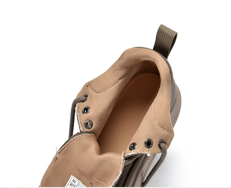 Casual Leather Colorblocked Thick Bottom Boots