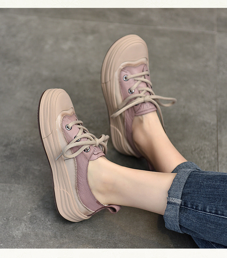 Casual Color Blocking Round Toe Lace-up Shoes