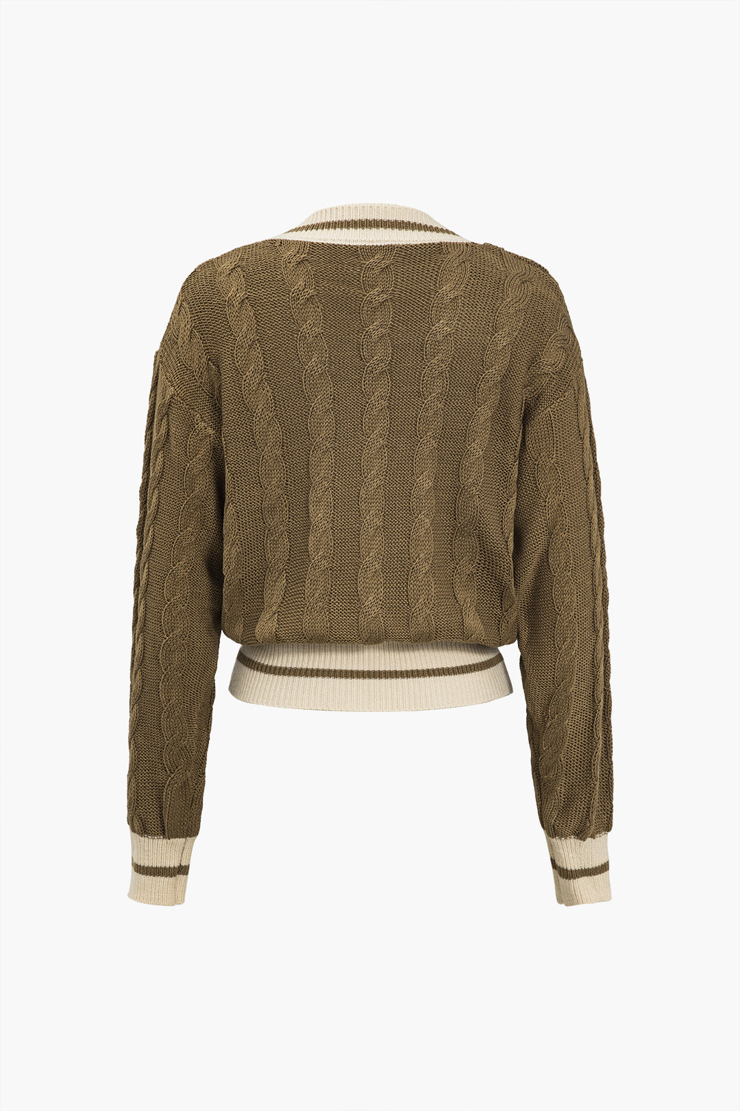 Color Block Print Button Sweater Cardigan