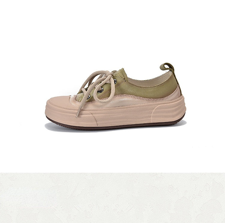 Casual Color Blocking Round Toe Lace-up Shoes