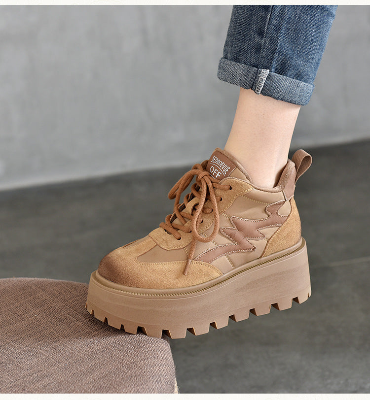 Vintage Leather Thick Bottom Shoes
