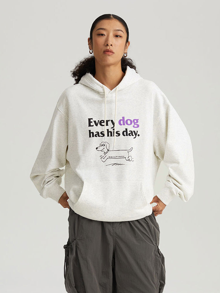 Playful Puppy'S Day Print Hoodie