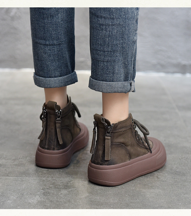 Retro Double Zipper Thick Sole Martin Boots