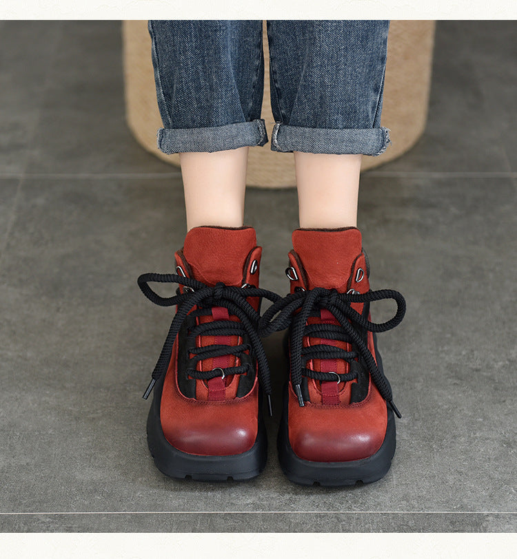 Versatile Leather Warm Cotton Shoes