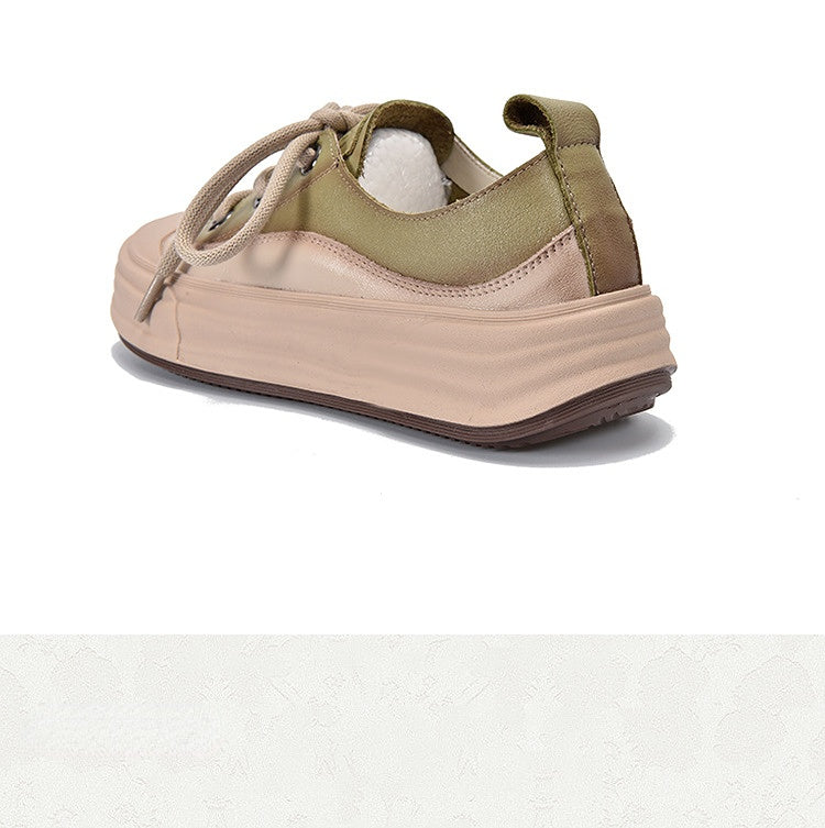 Casual Color Blocking Round Toe Lace-up Shoes