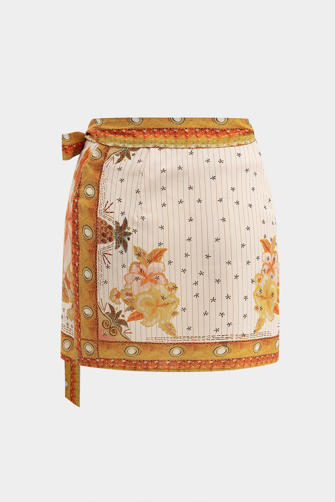 Asymmetrical Bodysuit And Floral Print Tie-Up Skirt Set