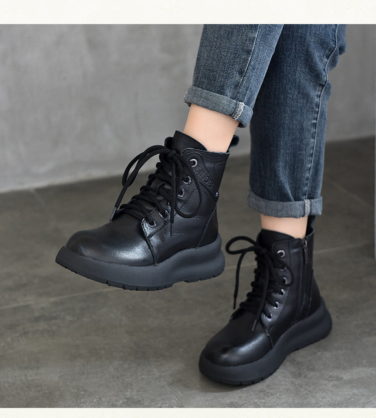 Warm Leather Thick Bottom Martin Boots