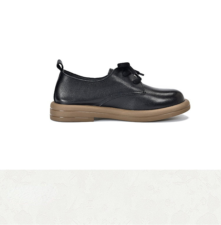 Simple Solid Color Mid Heel Leather Shoes