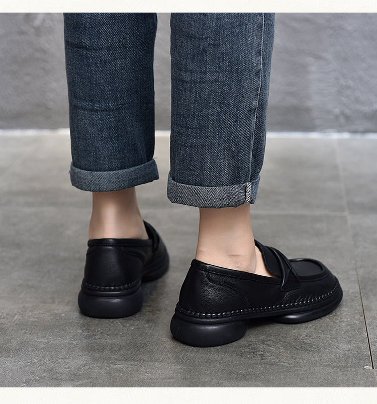 Classic Leather Soft Sole Mid-Heel Shoes