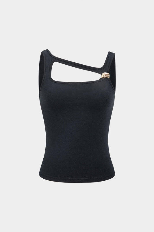 Asymmetrical Neckline Strap Slip Tank Top