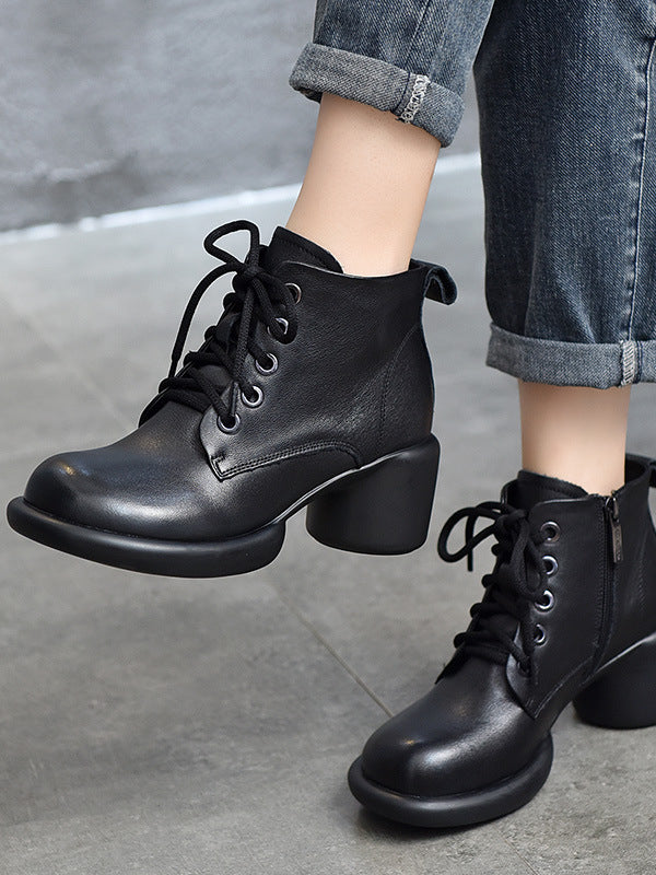 British Style Side Zipper High Heel Boots