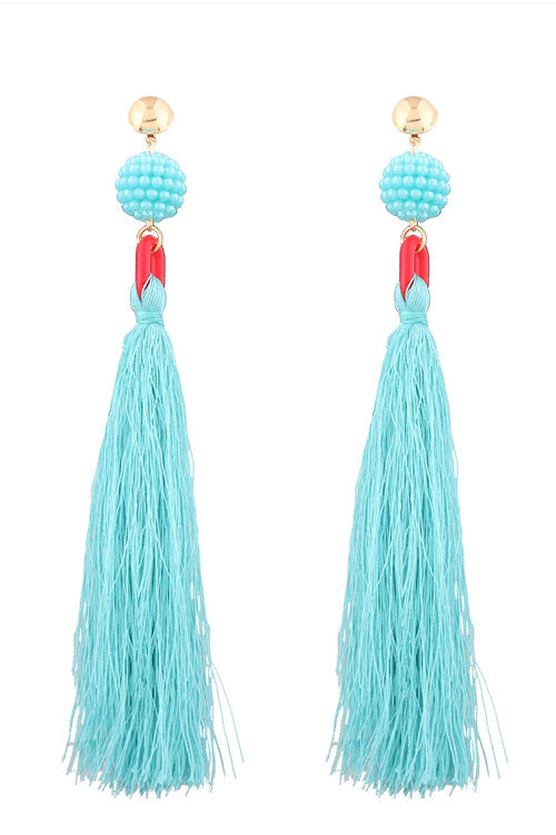 Tassel Bead Long Earrings