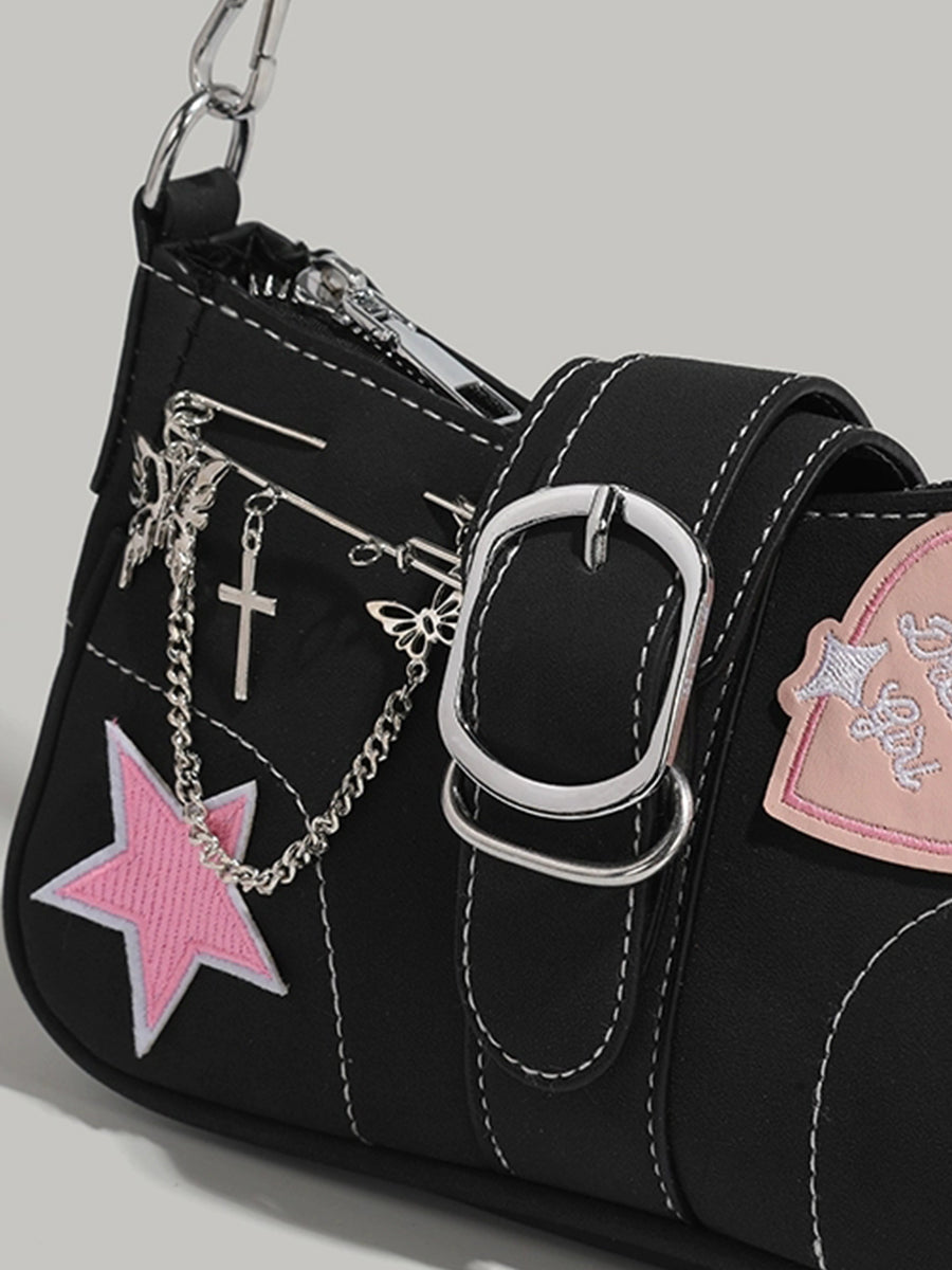 Y2K Butterfly Chain Black Bag