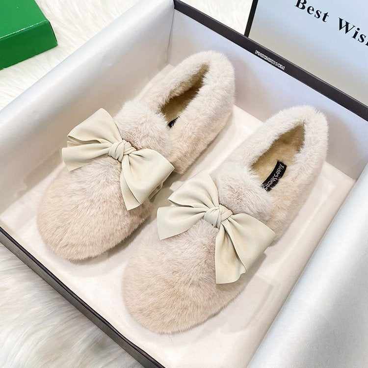 Personalized Patchwork Bow Flat Shoes