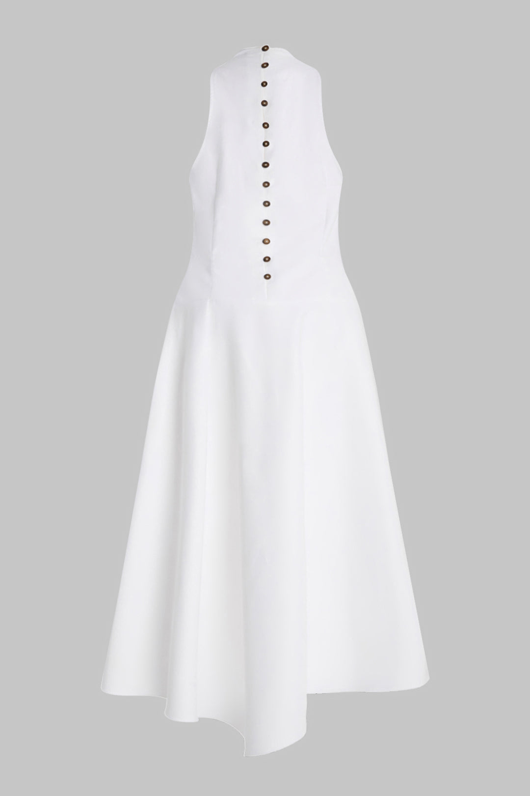 Asymmetrical Button Ruched Sleeveless Maxi Dress