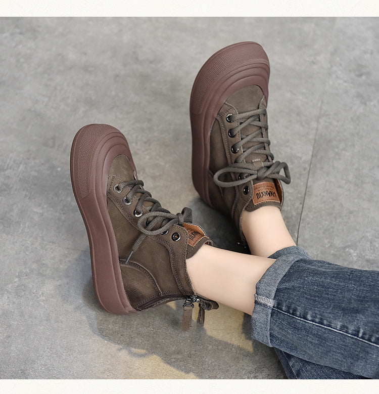 Retro Double Zipper Thick Sole Martin Boots