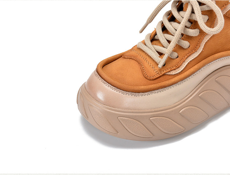 Casual Leather Thick Bottom High Top Shoes
