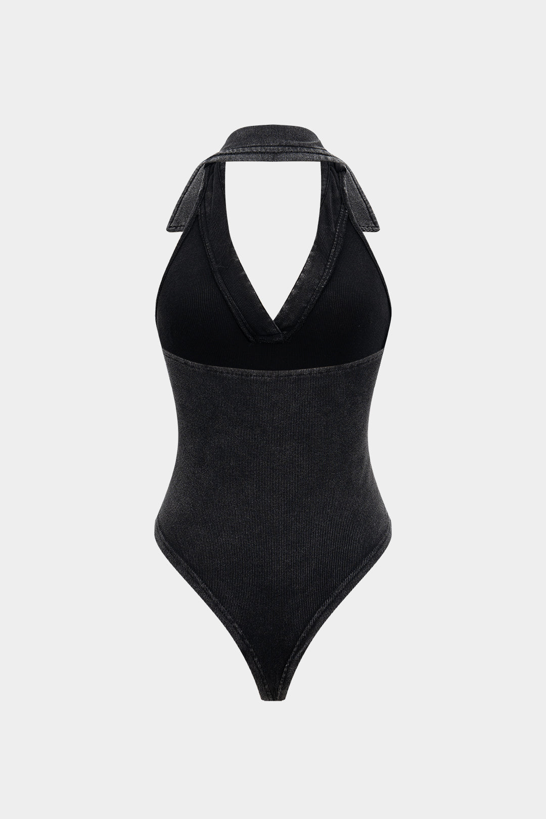 Backless Halter V-Neck Bodysuit
