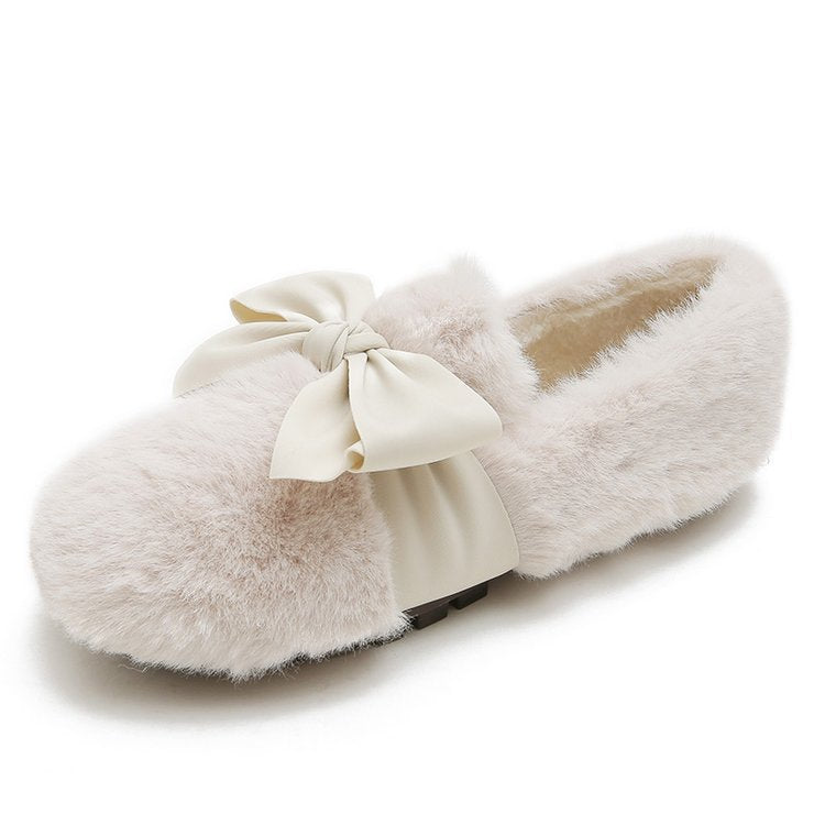 Personalized Patchwork Bow Flat Shoes