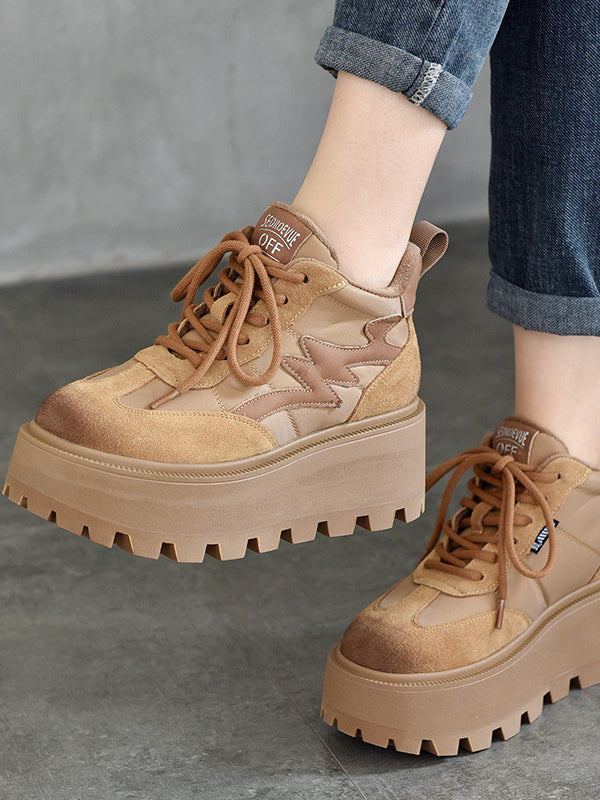 Vintage Leather Thick Bottom Shoes