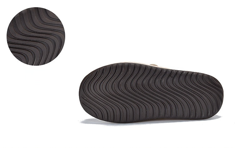 Simple Splicing Lace-up Leather Thick-soled Shoes