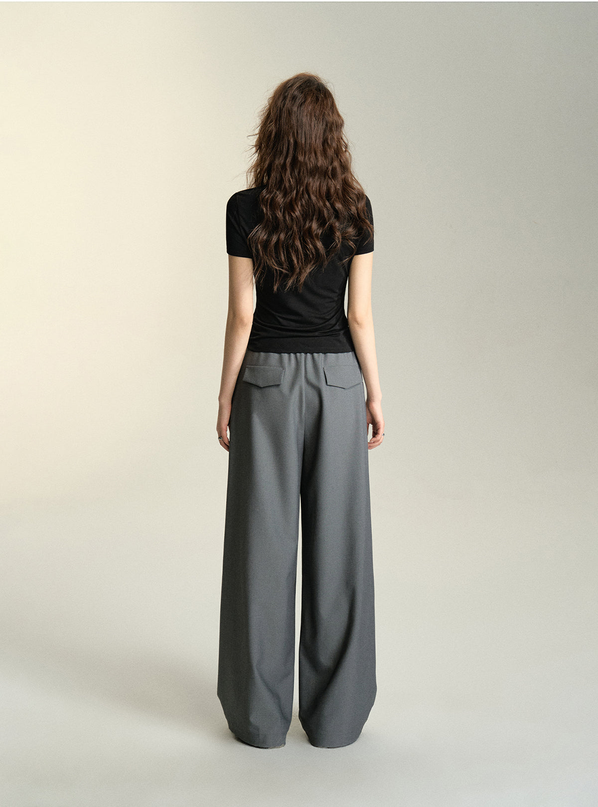 Relaxed Fit Drawstring Waist Wide Leg Pants