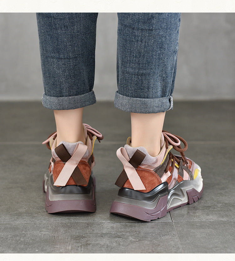 Casual Versatile Colorblocking Thick Bottom Sneakers