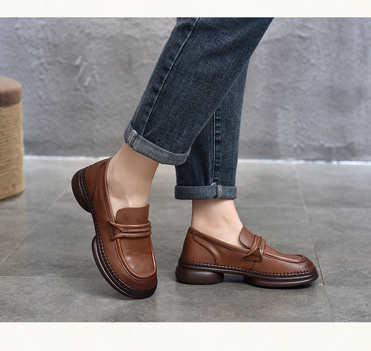 Classic Leather Soft Sole Mid-Heel Shoes