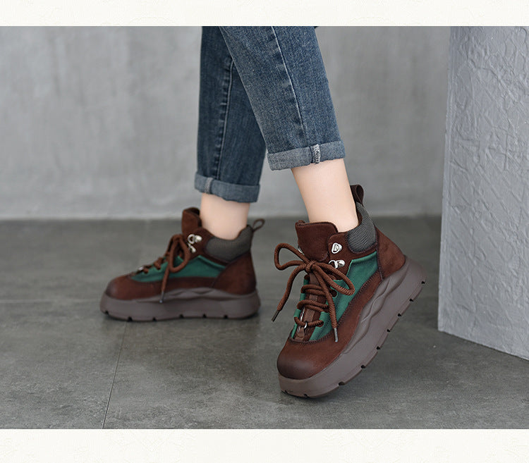 Versatile Leather Warm Cotton Shoes