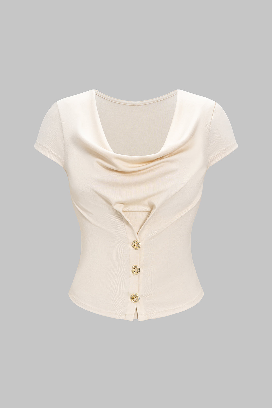 Button Ruched Short Sleeve T-Shirt