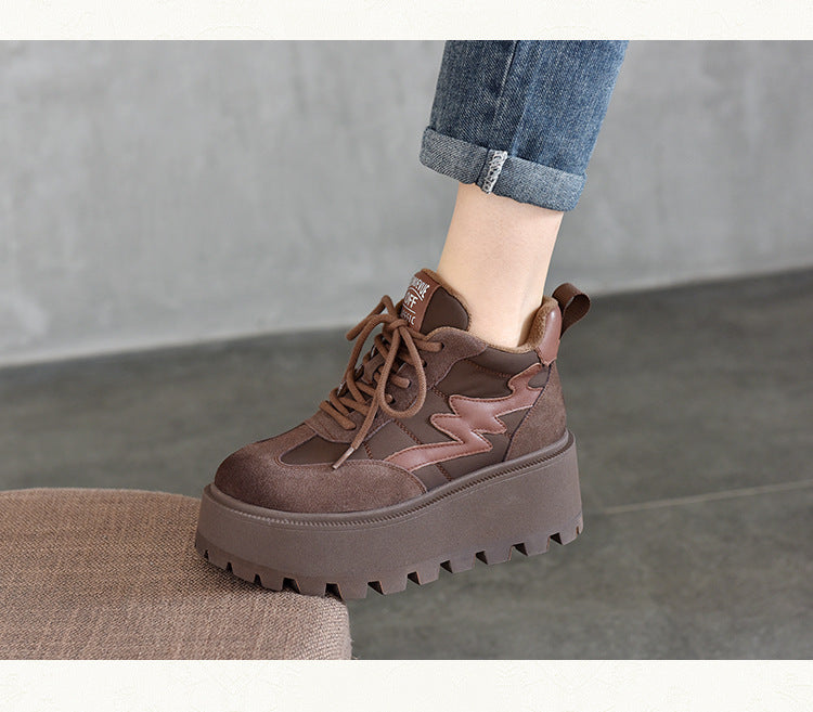 Vintage Leather Thick Bottom Shoes