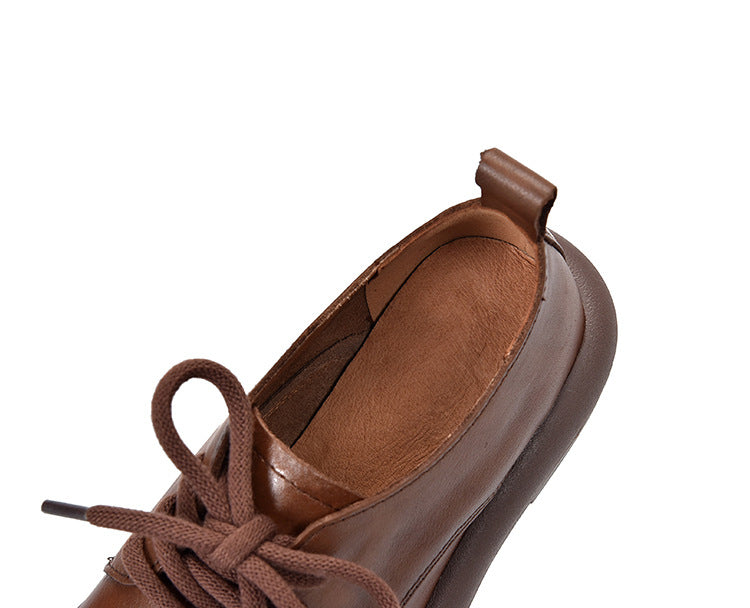 Casual Leather Lace-up Flat Shoes