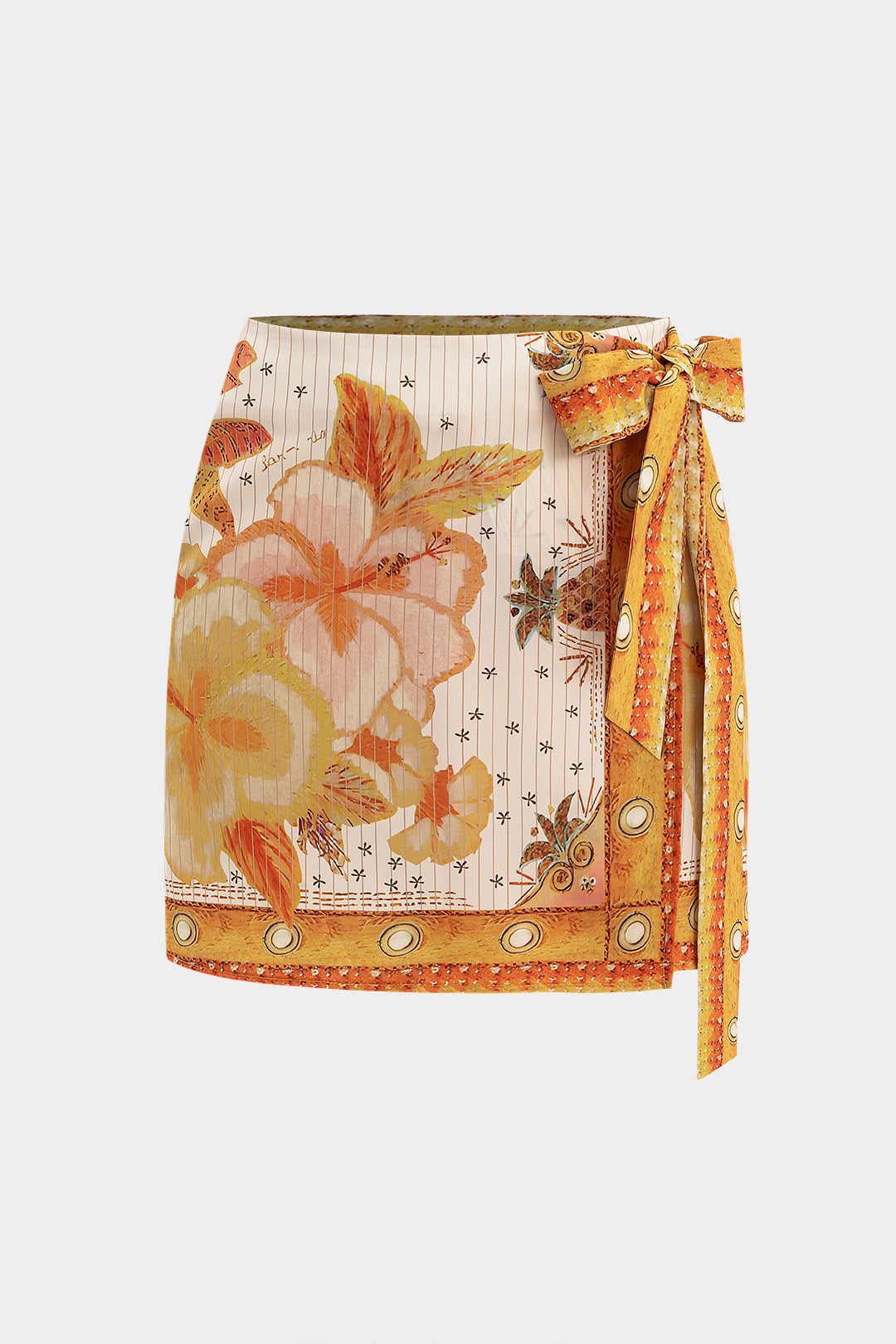 Asymmetrical Bodysuit And Floral Print Tie-Up Skirt Set