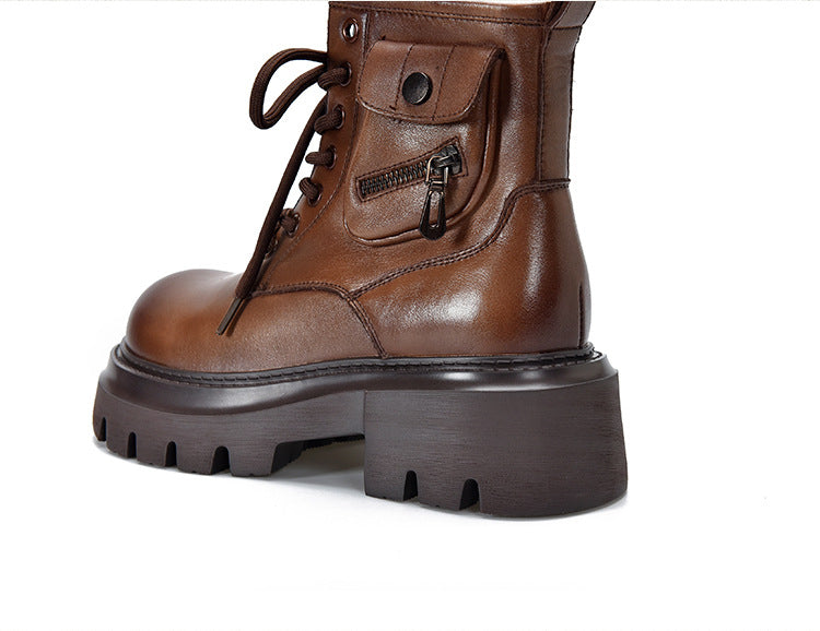 Classic Leather Zipper Thick Bottom Martin Boots