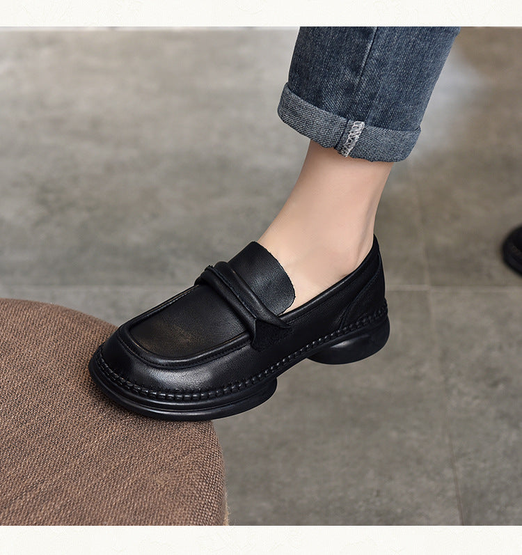 Classic Leather Soft Sole Mid-Heel Shoes