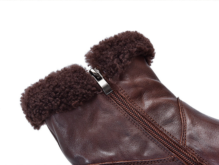 Versatile Warm Solid Color Thick Bottom Cotton Boots