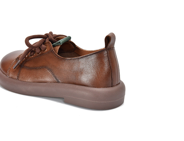 Classic Leather Lace-up Flat Shoes