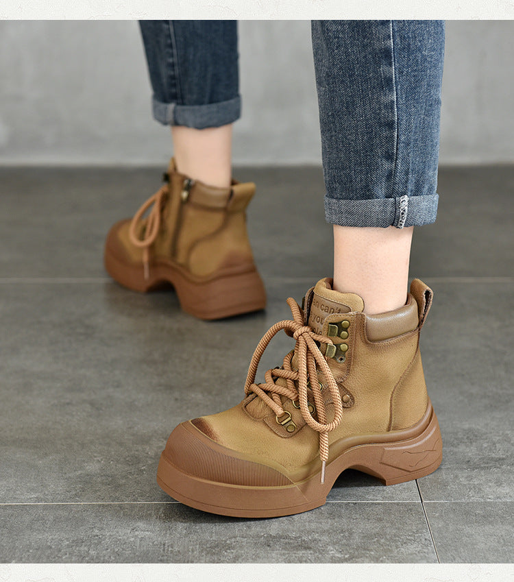 Classic Leather Thick Bottom Lace-Up Martin Boots